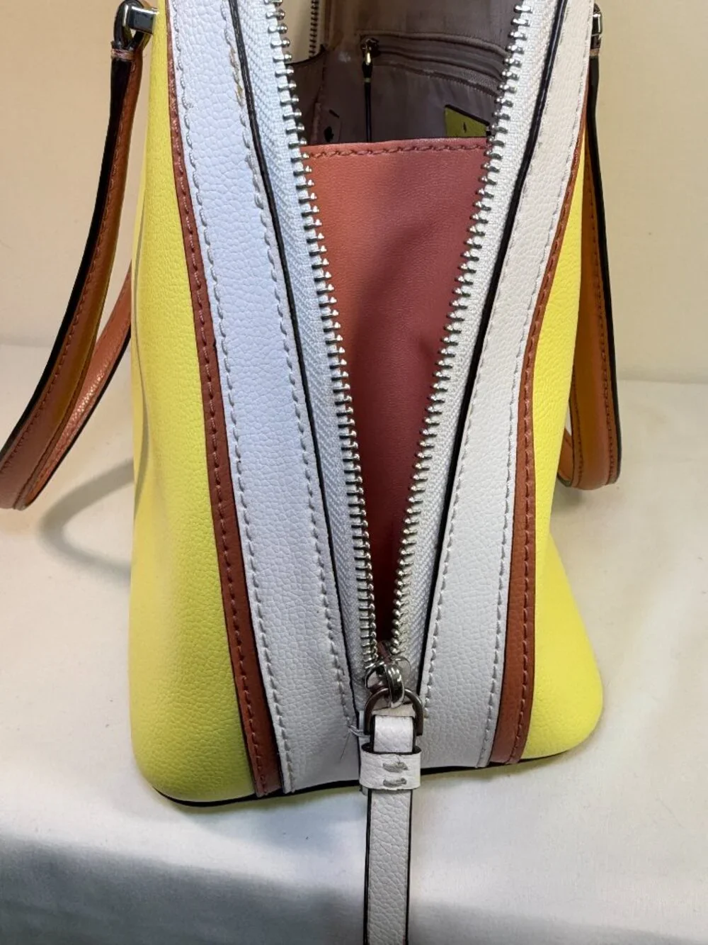 KATE SPADE Patterson Drive Yellow Domed Yellow Colorblock Handbag